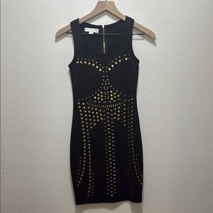 Nicki Minaj Elegant Black and Gold Studded Dress, Size XS